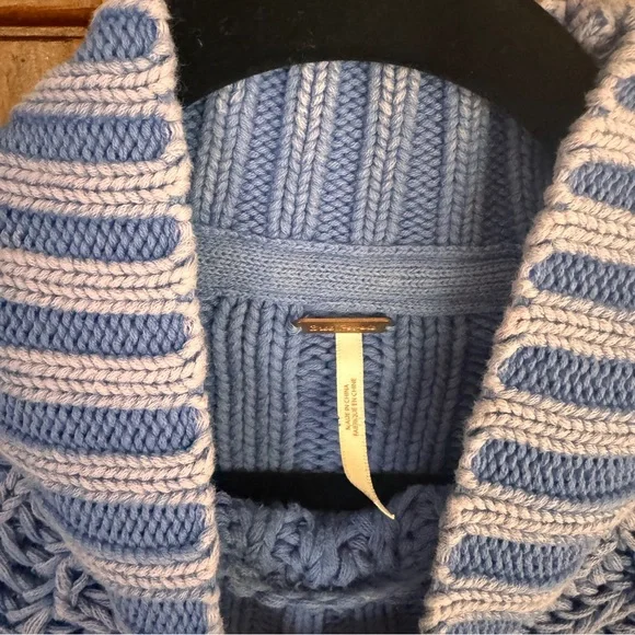 Free People Cozy Blue Cable Knit Sweater - Picture 3 of 4